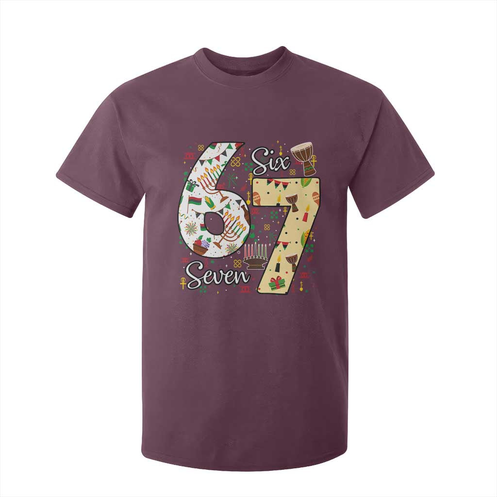 Funny 67 Kwanzaa T Shirt For Kid Six Seven Meme Kinara Candles African American Christmas - African Pride