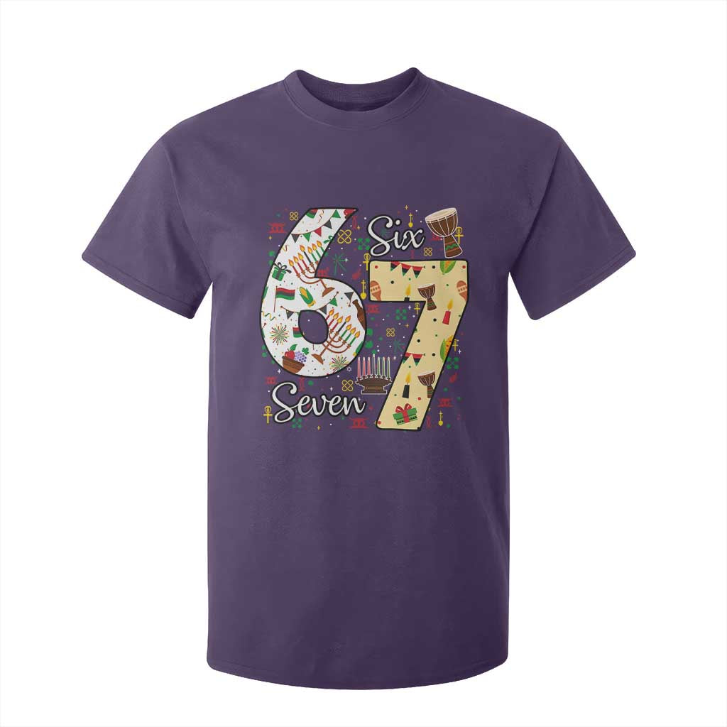 Funny 67 Kwanzaa T Shirt For Kid Six Seven Meme Kinara Candles African American Christmas - African Pride