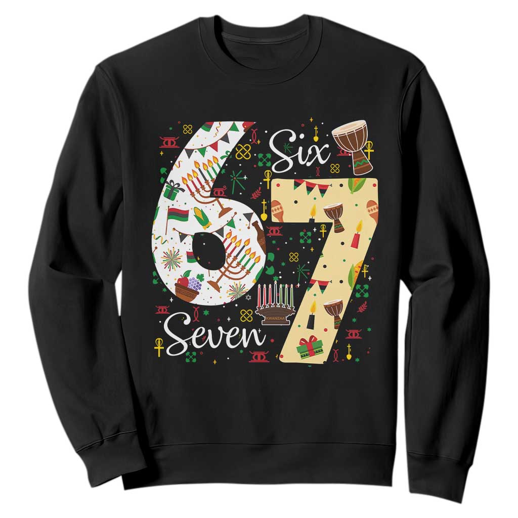 Funny 67 Kwanzaa Sweatshirt Six Seven Meme Kinara Candles African American Christmas - African Pride