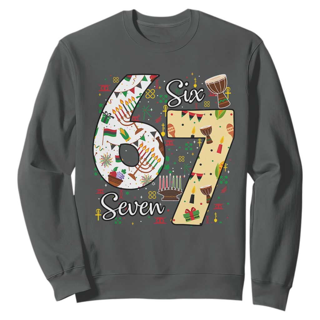 Funny 67 Kwanzaa Sweatshirt Six Seven Meme Kinara Candles African American Christmas - African Pride