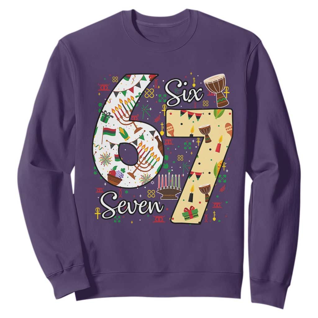 Funny 67 Kwanzaa Sweatshirt Six Seven Meme Kinara Candles African American Christmas - African Pride