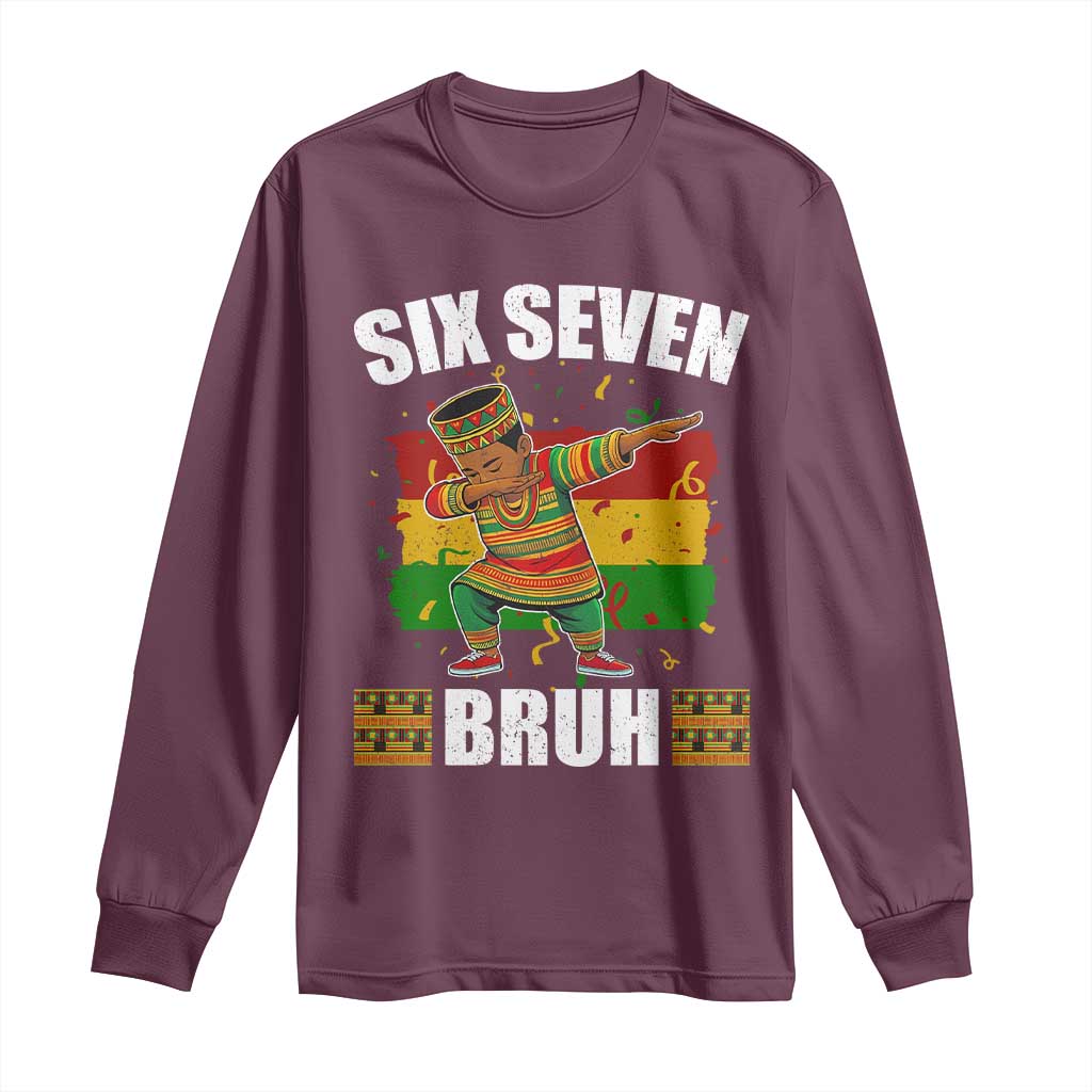 Funny 67 Kwanzaa Long Sleeve Shirt Six Seven Bruh Dabbing African Heritage - African Pride