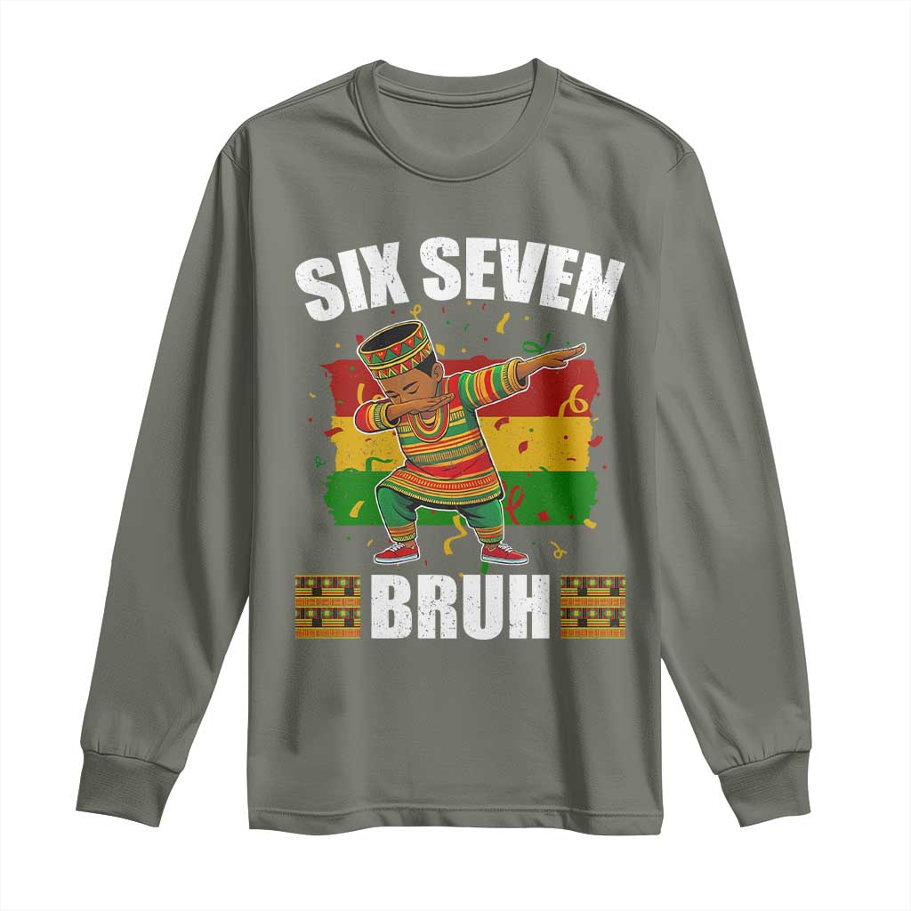 Funny 67 Kwanzaa Long Sleeve Shirt Six Seven Bruh Dabbing African Heritage - African Pride
