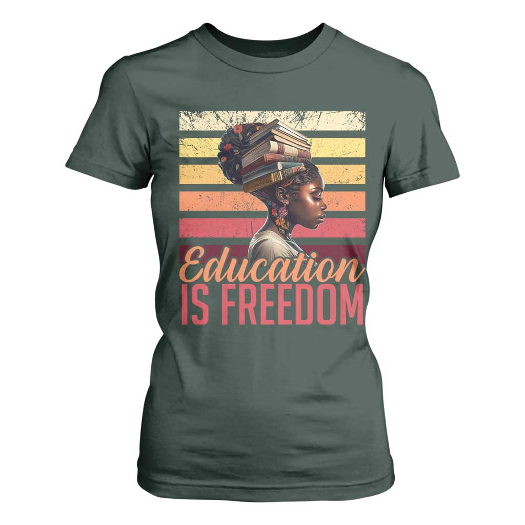 Education Is Freedom T Shirt For Women Retro Black History Teacher