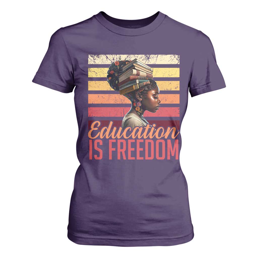 Education Is Freedom T Shirt For Women Retro Black History Teacher