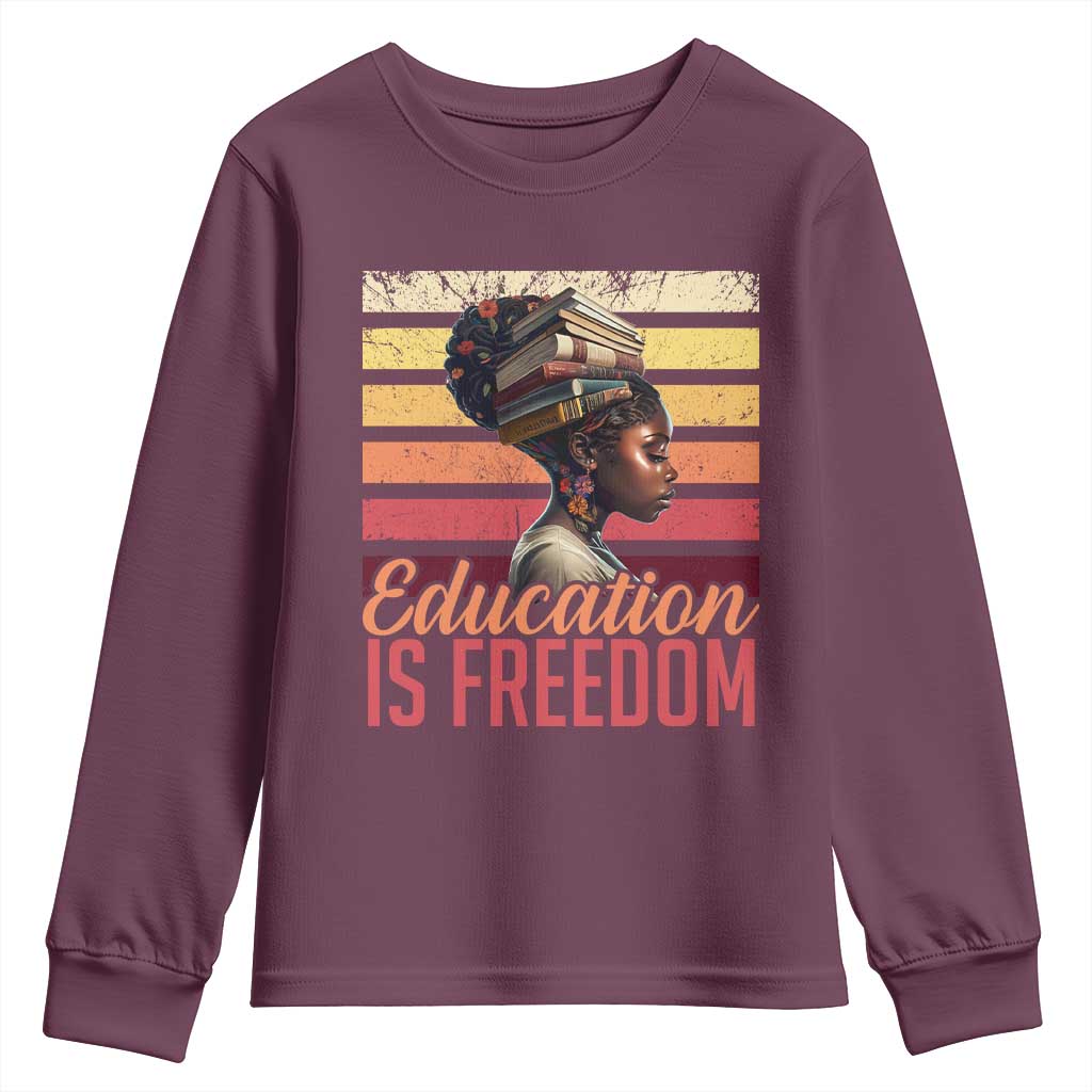 Education Is Freedom Youth Sweatshirt Retro Black History Teacher