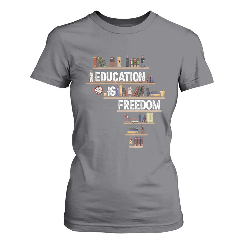 Education Is Freedom T Shirt For Women Black History Month Teacher Black Leaders Figure