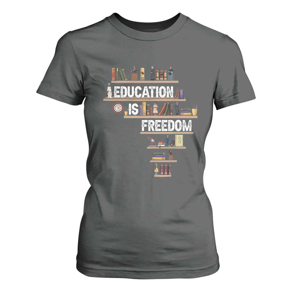 Education Is Freedom T Shirt For Women Black History Month Teacher Black Leaders Figure