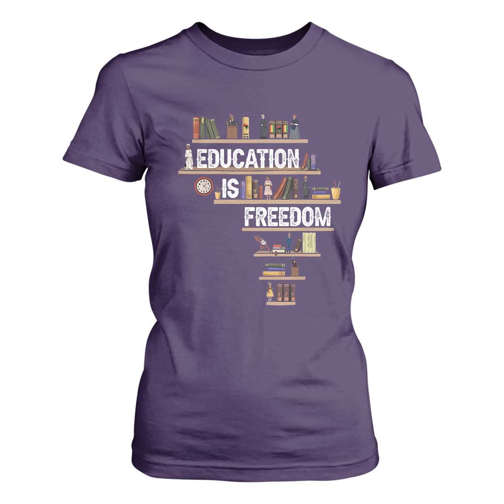 Education Is Freedom T Shirt For Women Black History Month Teacher Black Leaders Figure