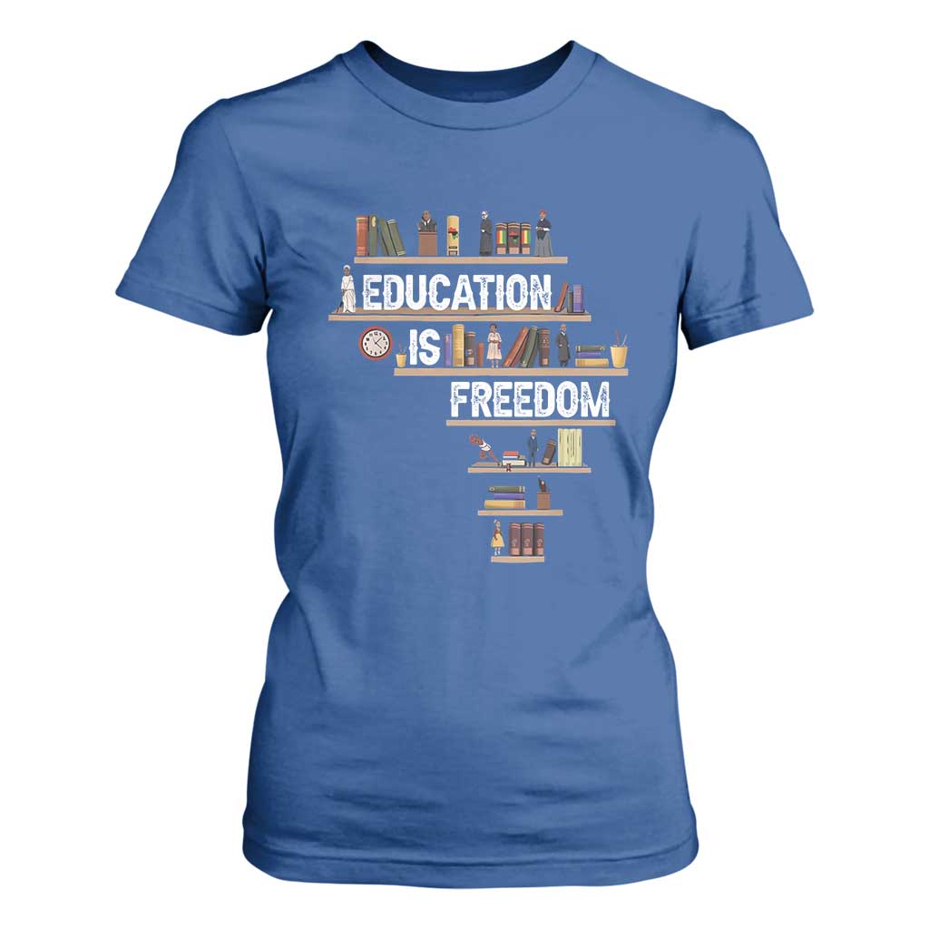 Education Is Freedom T Shirt For Women Black History Month Teacher Black Leaders Figure