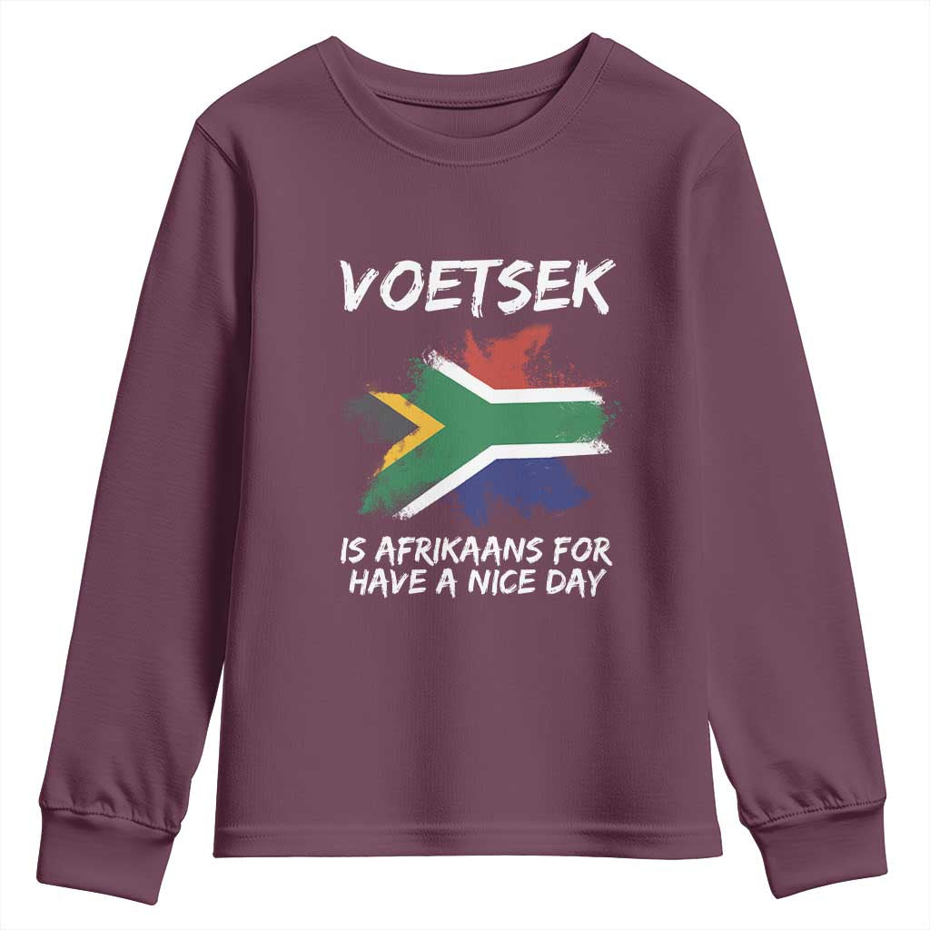 Funny Voetsek Is Afrikaans For Have A Nice Day Youth Sweatshirt Saffa Flag