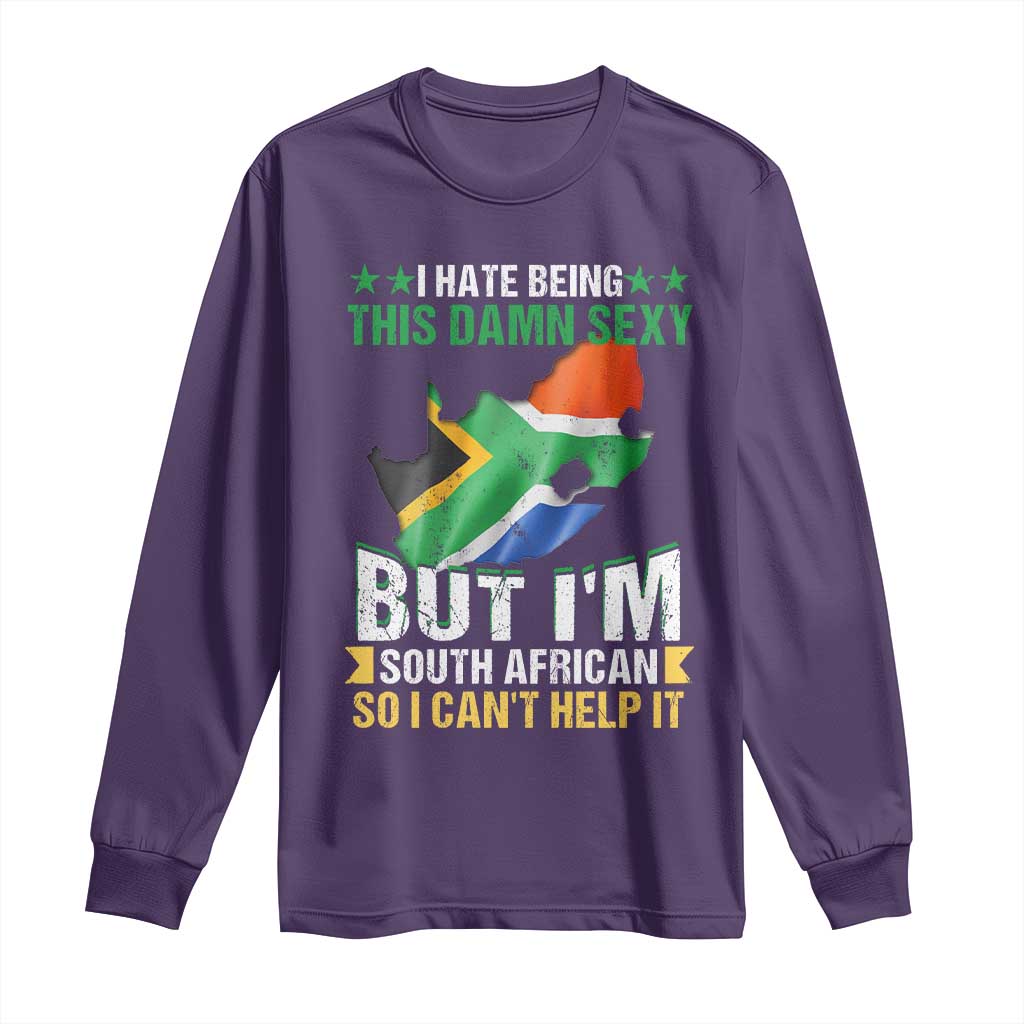 I Hate Being This Damn Sexy But I'm South African So I can't Help It Long Sleeve Shirt Vintage Saffa Flag