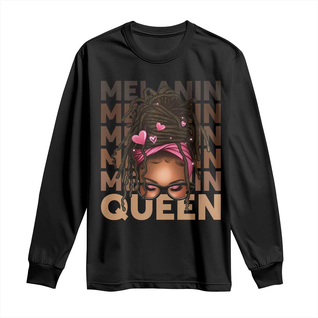 African American Pride Long Sleeve Shirt Melanin Queen Afro Messy Bun