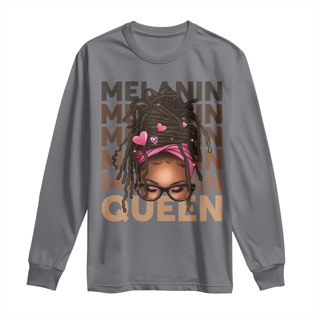 African American Pride Long Sleeve Shirt Melanin Queen Afro Messy Bun