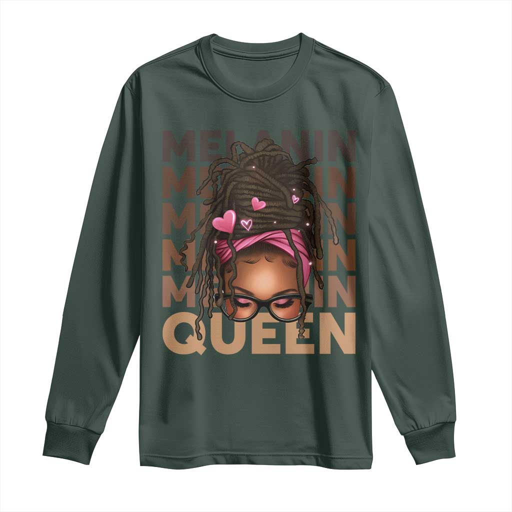 African American Pride Long Sleeve Shirt Melanin Queen Afro Messy Bun