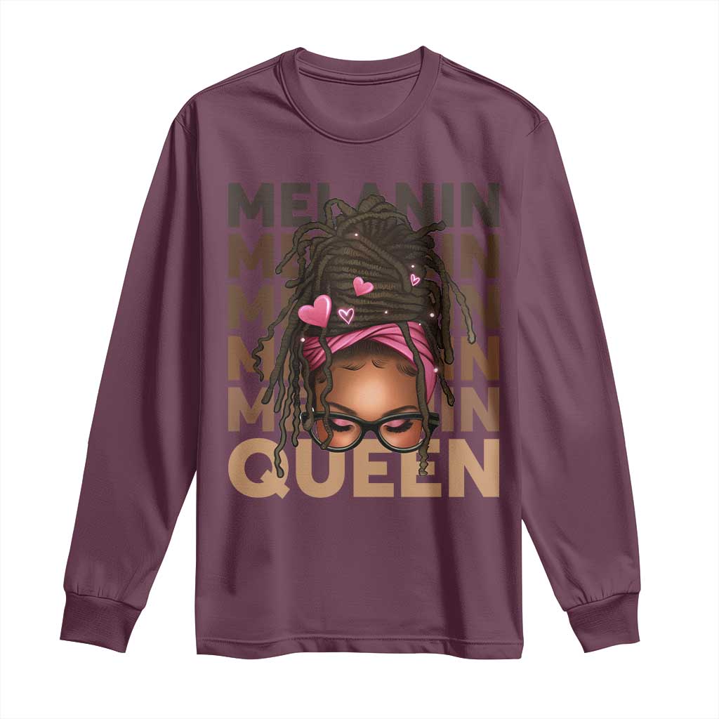 African American Pride Long Sleeve Shirt Melanin Queen Afro Messy Bun