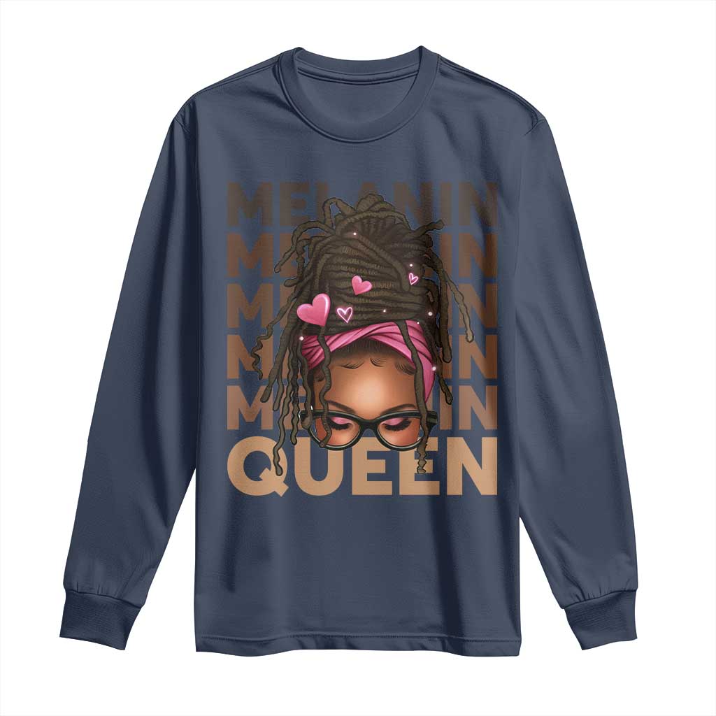 African American Pride Long Sleeve Shirt Melanin Queen Afro Messy Bun