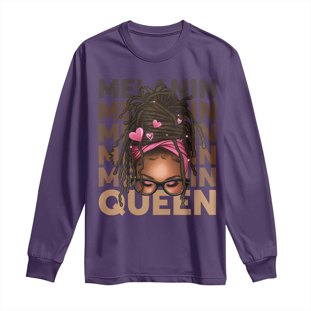African American Pride Long Sleeve Shirt Melanin Queen Afro Messy Bun