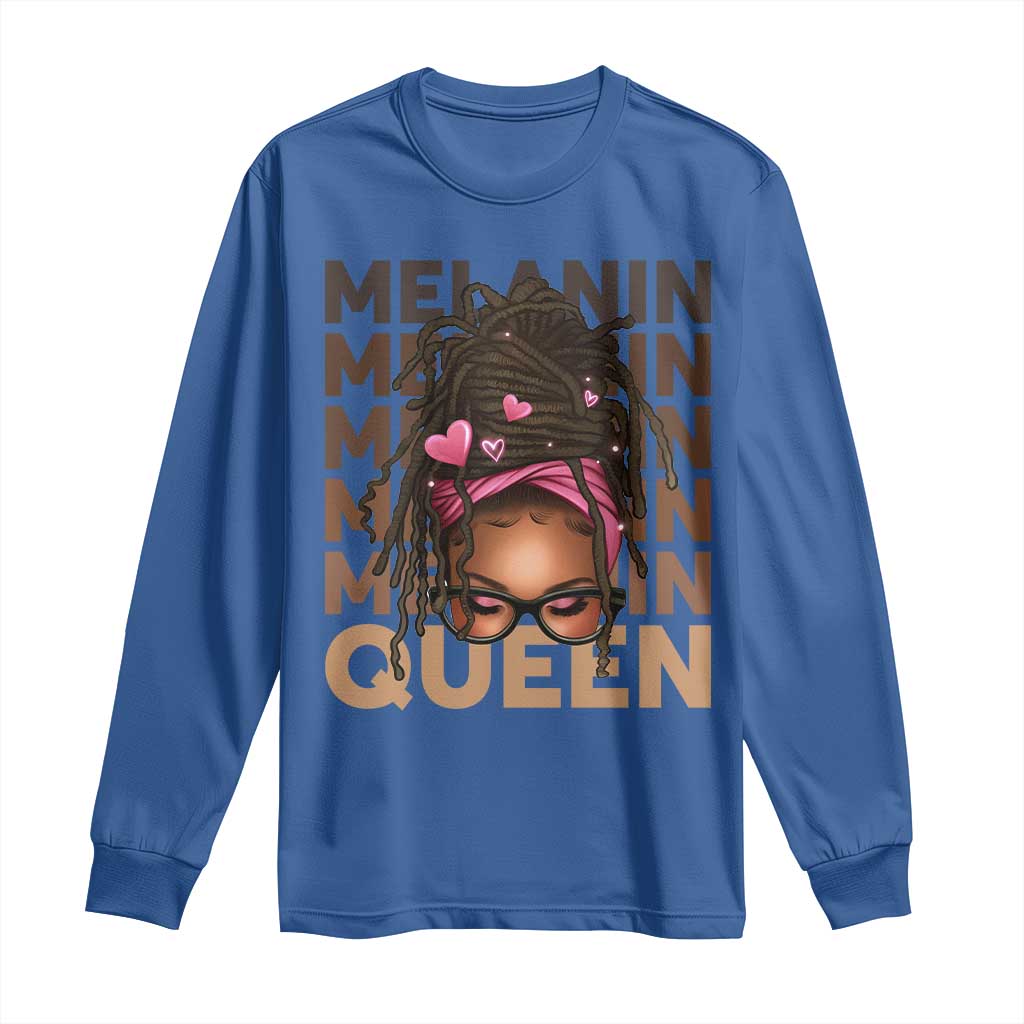 African American Pride Long Sleeve Shirt Melanin Queen Afro Messy Bun