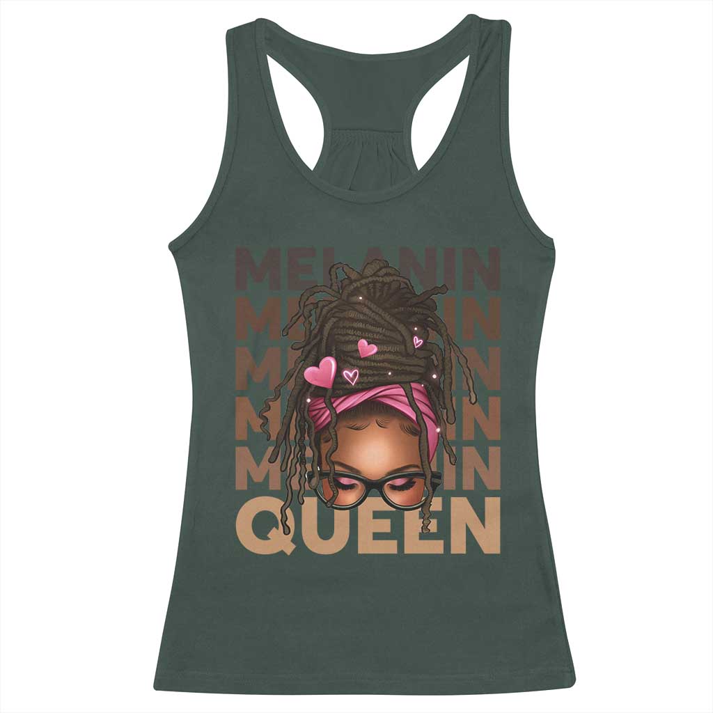 African American Pride Racerback Tank Top Melanin Queen Afro Messy Bun