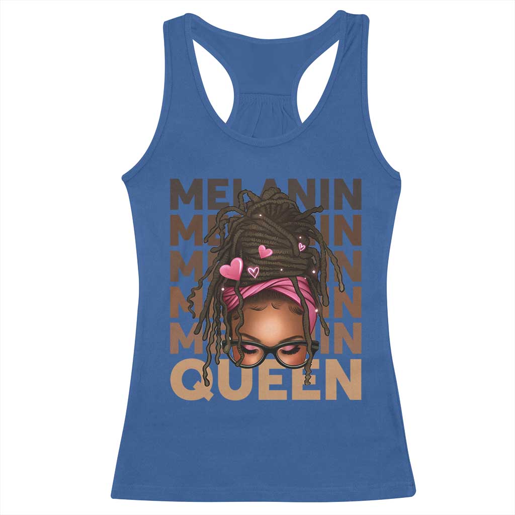 African American Pride Racerback Tank Top Melanin Queen Afro Messy Bun