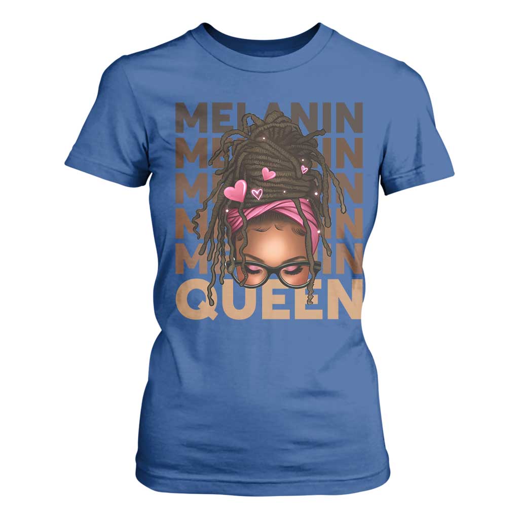 African American Pride T Shirt For Women Melanin Queen Afro Messy Bun