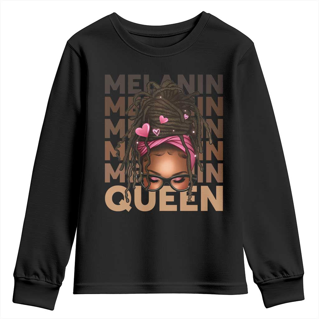 African American Pride Youth Sweatshirt Melanin Queen Afro Messy Bun
