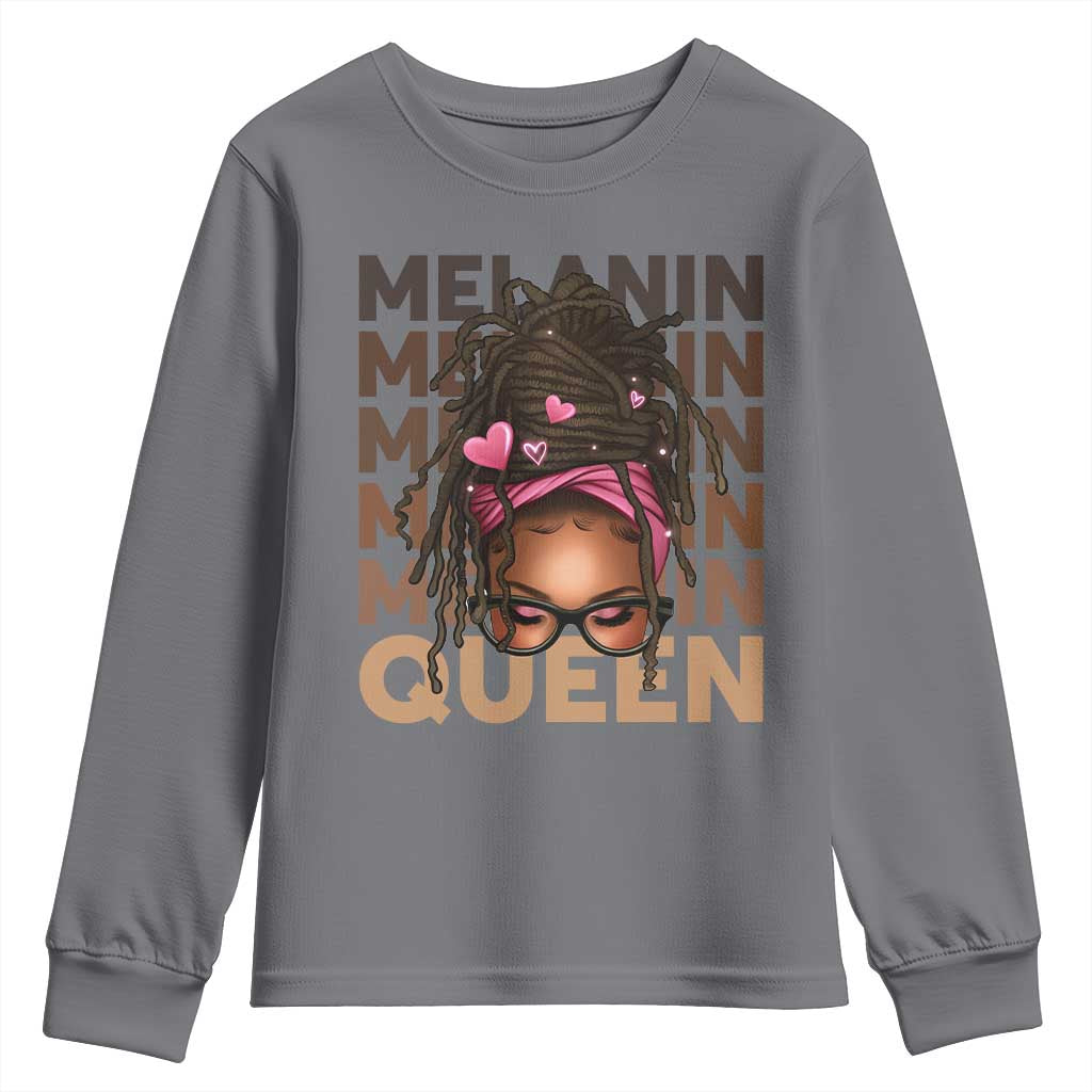 African American Pride Youth Sweatshirt Melanin Queen Afro Messy Bun