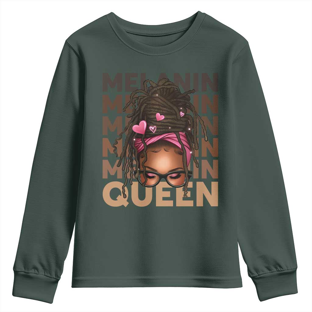 African American Pride Youth Sweatshirt Melanin Queen Afro Messy Bun