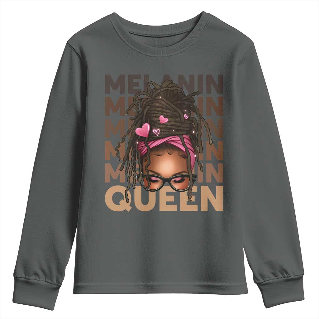 African American Pride Youth Sweatshirt Melanin Queen Afro Messy Bun