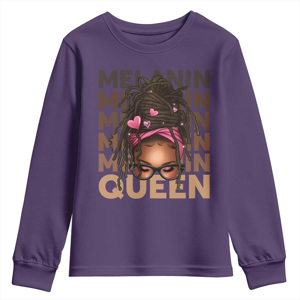 African American Pride Youth Sweatshirt Melanin Queen Afro Messy Bun