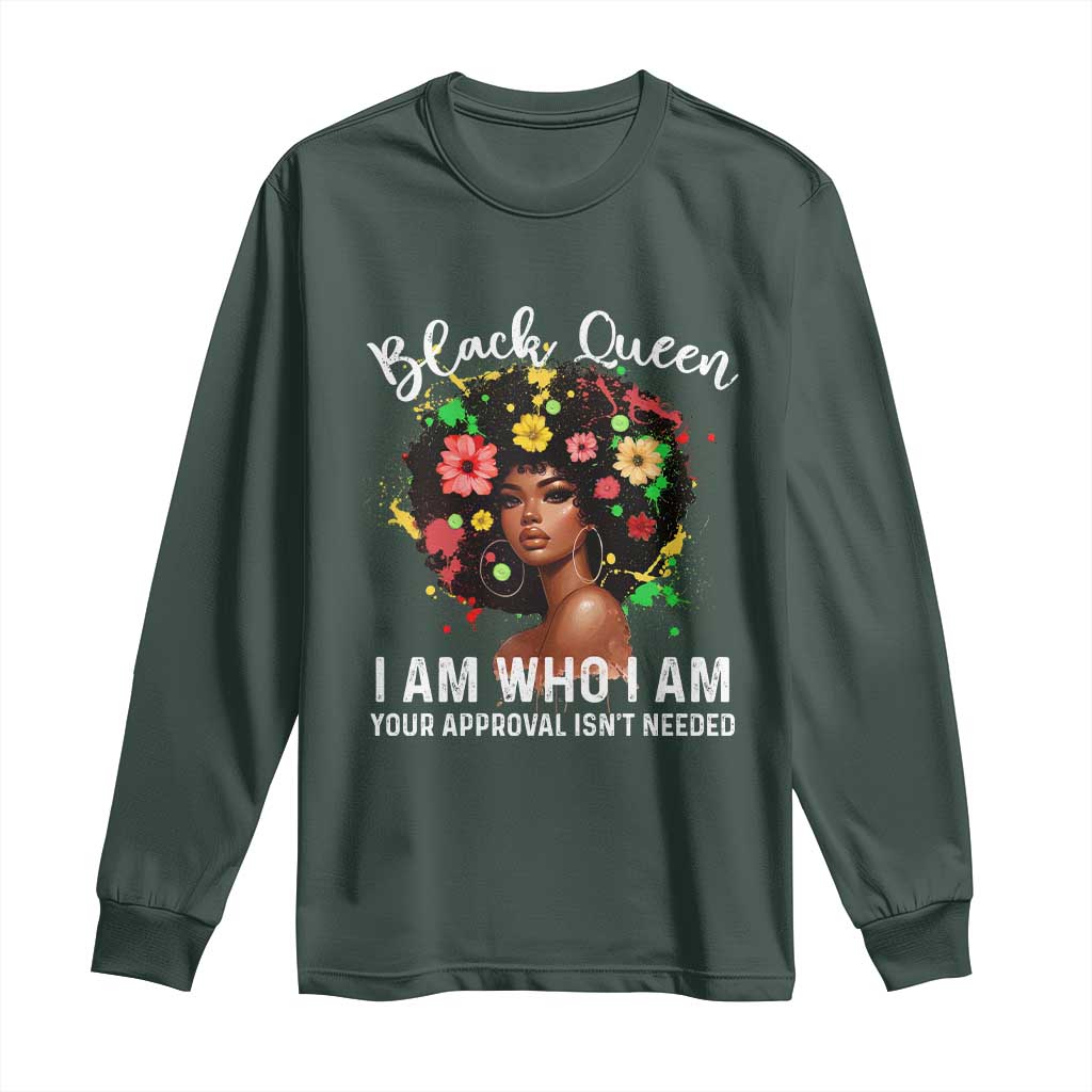 Proud African American Melanin Afro Girl Long Sleeve Shirt Black Queen I Am Who I Am Your Approval Isn't Needed