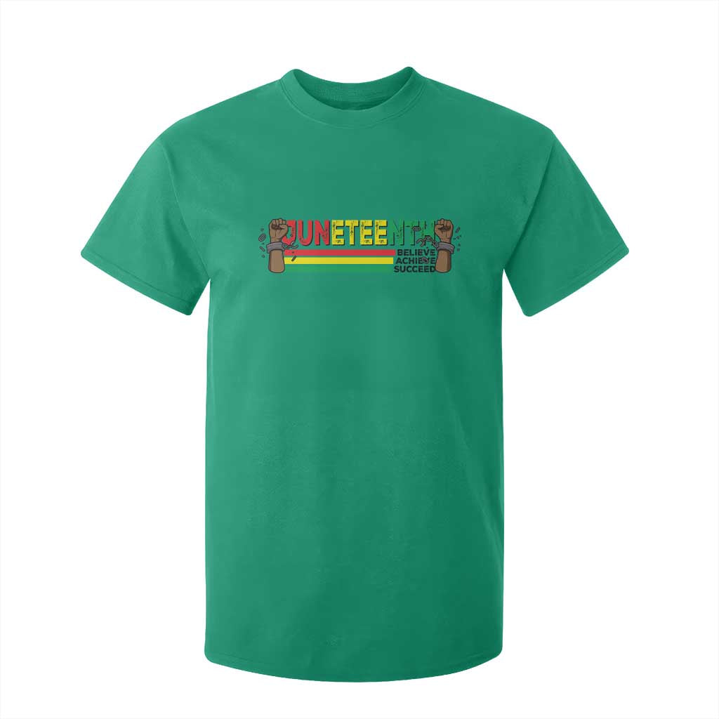 Juneteenth 1865 T Shirt For Kid Believe Achieve Succeed Independence Day Breaking Every Chain
