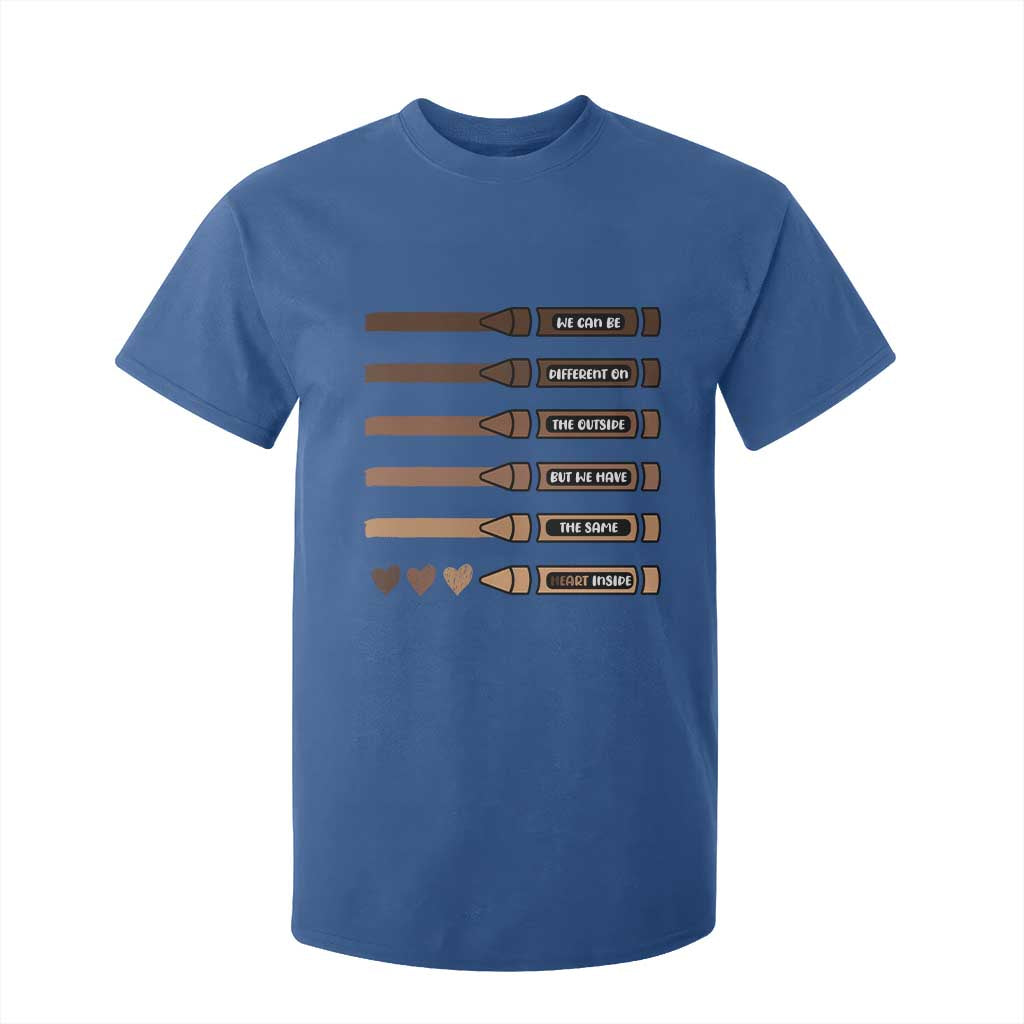 Melanin Black Teacher T Shirt For Kid We Can Be Different On The Outside But We Have The Same Heart Inside