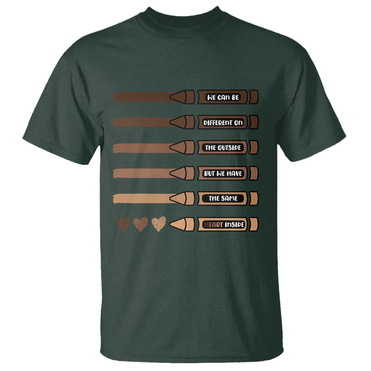 Melanin Black Teacher T Shirt We Can Be Different On The Outside But We Have The Same Heart Inside