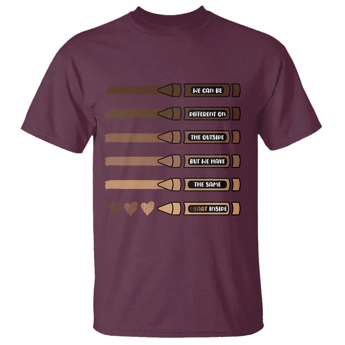 Melanin Black Teacher T Shirt We Can Be Different On The Outside But We Have The Same Heart Inside