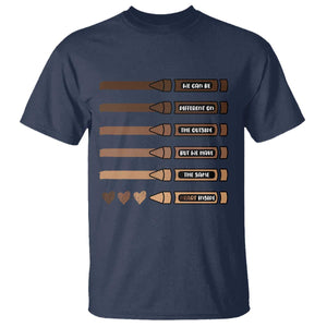 Melanin Black Teacher T Shirt We Can Be Different On The Outside But We Have The Same Heart Inside