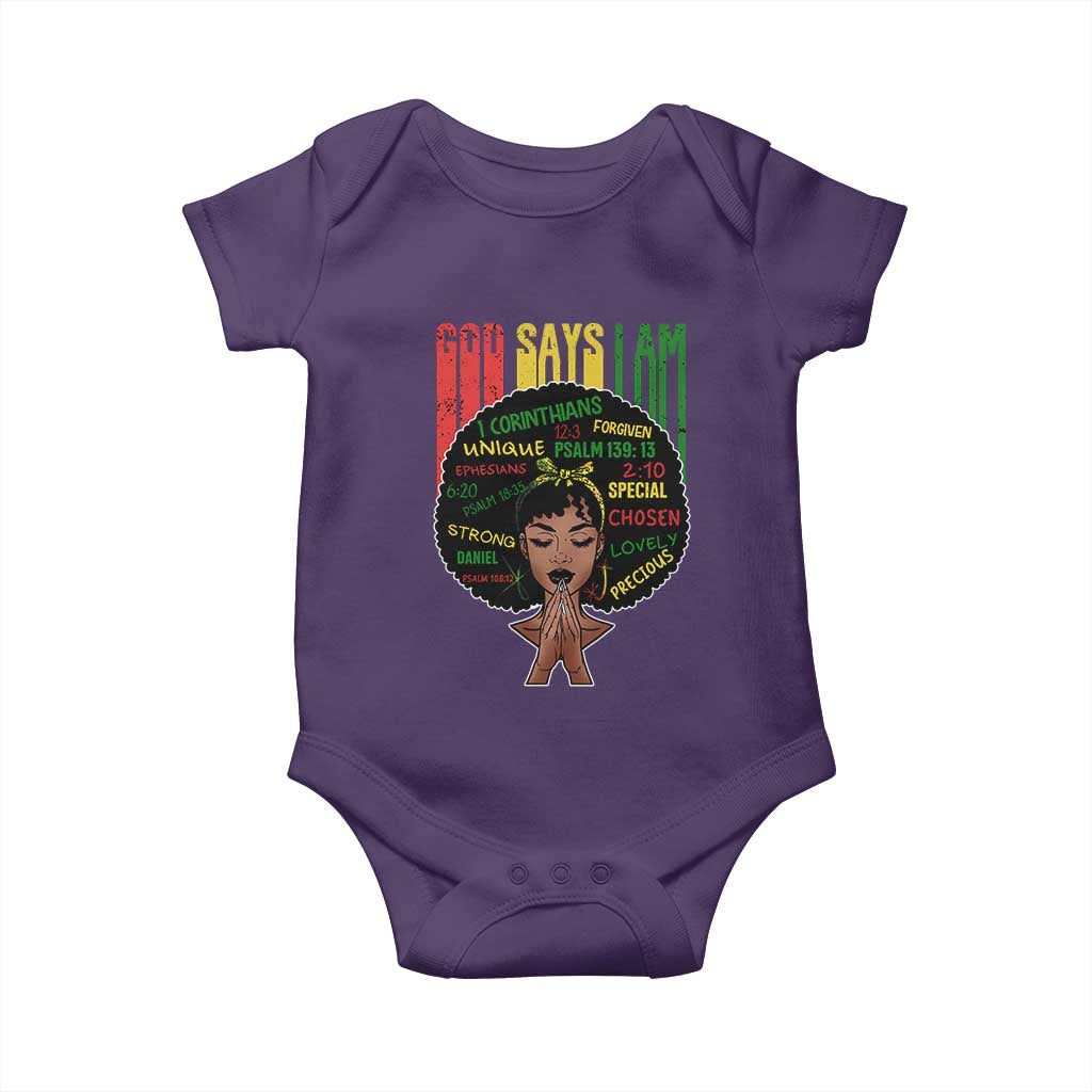 Proud Black African American Baby Onesie God Says I Am Black History Month Retro Afro Girl