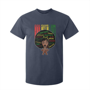 Proud Black African American T Shirt For Kid God Says I Am Black History Month Retro Afro Girl