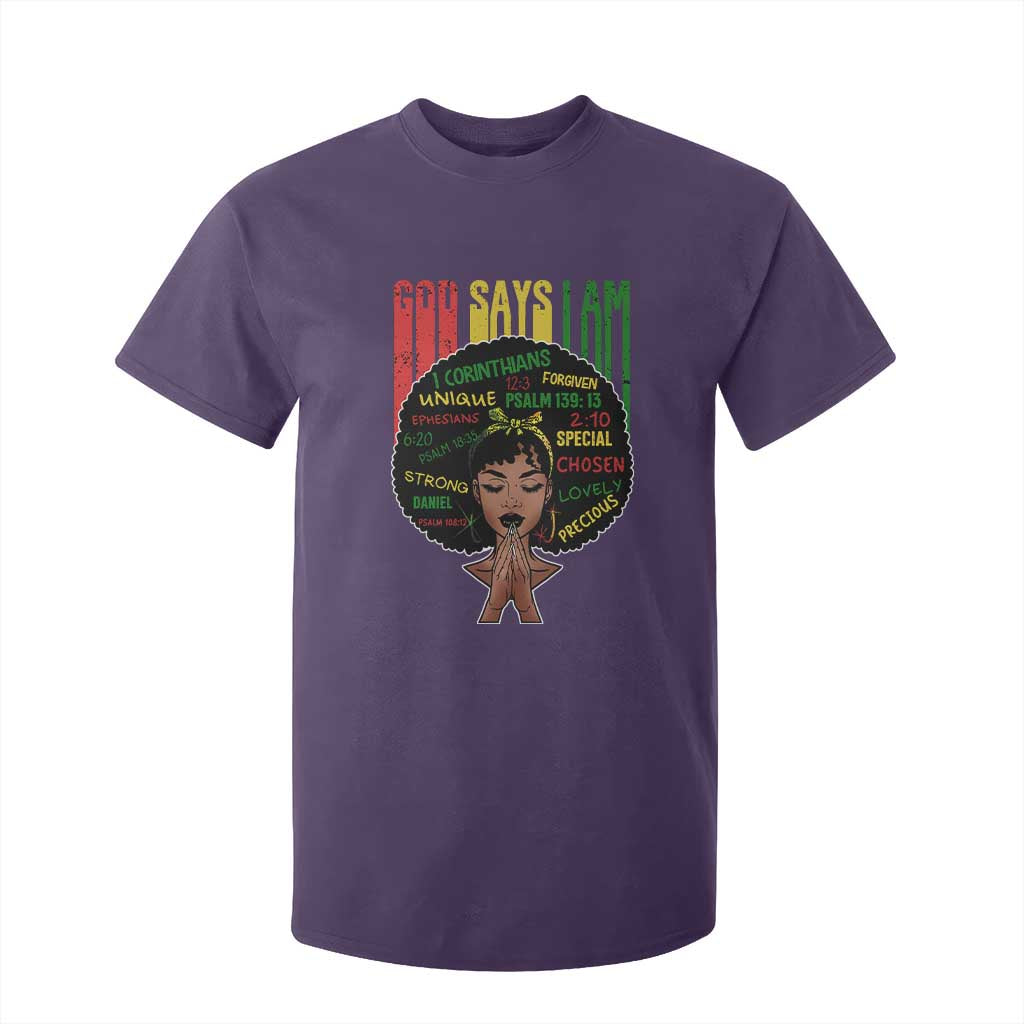 Proud Black African American T Shirt For Kid God Says I Am Black History Month Retro Afro Girl