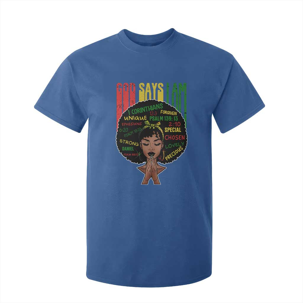 Proud Black African American T Shirt For Kid God Says I Am Black History Month Retro Afro Girl