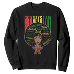 Proud Black African American Sweatshirt God Says I Am Black History Month Retro Afro Girl