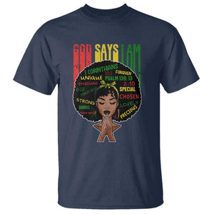 Proud Black African American T Shirt God Says I Am Black History Month Retro Afro Girl