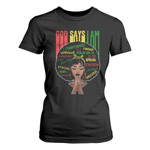 Proud Black African American T Shirt For Women God Says I Am Black History Month Retro Afro Girl