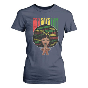 Proud Black African American T Shirt For Women God Says I Am Black History Month Retro Afro Girl