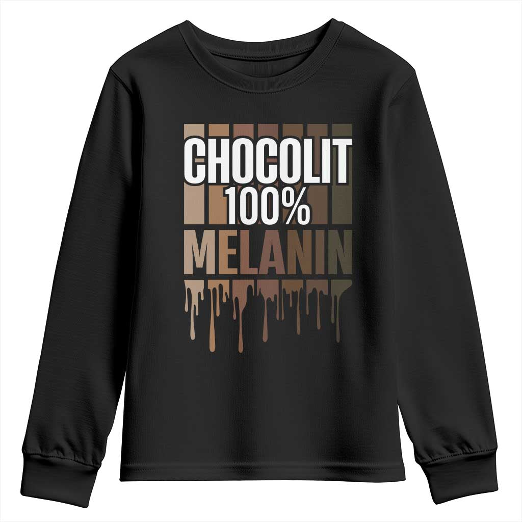 Funny Chocolit 100% Youth Sweatshirt Melanin Black Pride African American