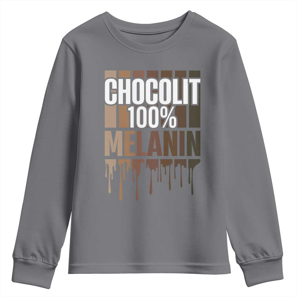 Funny Chocolit 100% Youth Sweatshirt Melanin Black Pride African American