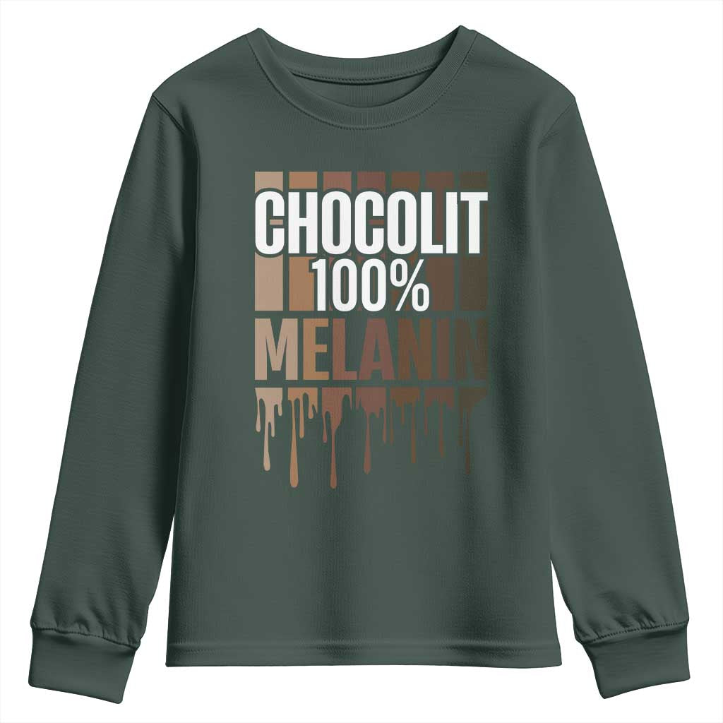 Funny Chocolit 100% Youth Sweatshirt Melanin Black Pride African American