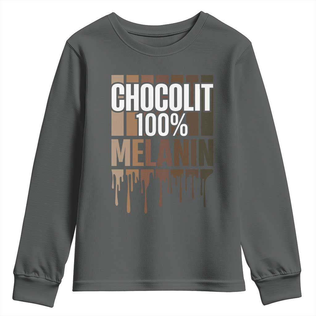 Funny Chocolit 100% Youth Sweatshirt Melanin Black Pride African American