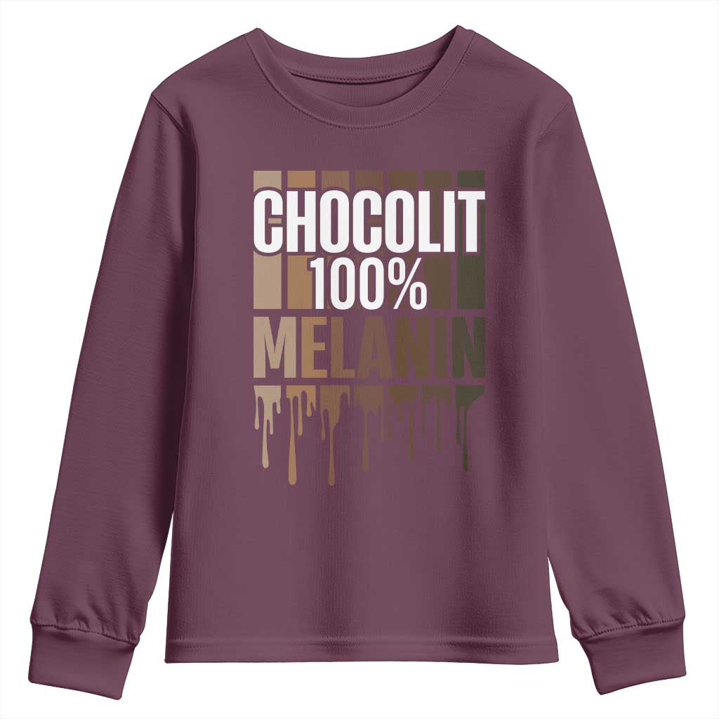 Funny Chocolit 100% Youth Sweatshirt Melanin Black Pride African American